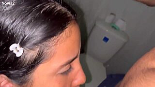 in the bathroom i masturbate and try deep throat