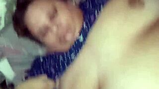Step mommy gives step son blowjob & handjob and cum on her boobs