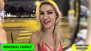 Blonde and brunette share muscular guy in mmf threesome