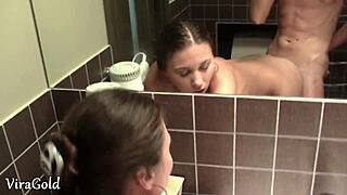 home toilet sex ends with creampie in wet pussy