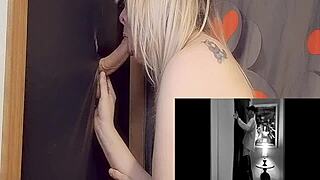 Sucking cock at gloryhole