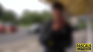 Slut gets throat fucked and gags hard