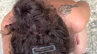 pretty hooker on knees giving blowjobs in compilation