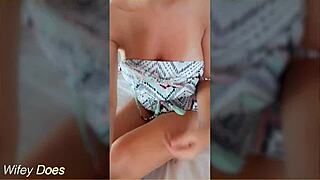 blonde wifey flashes perfect tits outdoors