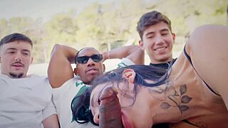 The stunning italian silvia preslar is finally enjoying her first interracial gangbang