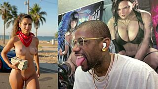 cum covered black catwoman teases iron woman cock