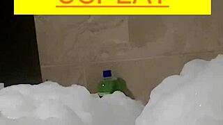cyno enjoys relaxing bubble bath time alone