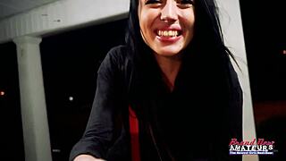 brunette olyssia gets her mouth filled with a big dick to ride and milk