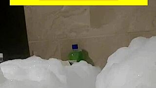 cyno enjoys relaxing bubble bath time alone