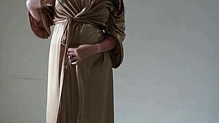 big ass asian girl in satin robe masturbates alone