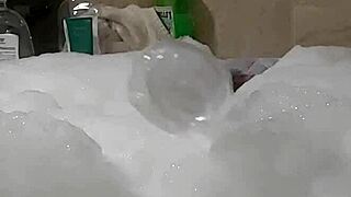 cyno enjoys relaxing bubble bath time alone