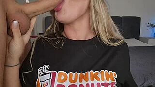 Stranger fucks a girl from dunkin donuts and glazed her pussy