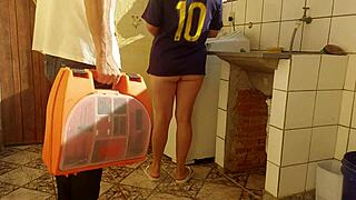 housewife pays repairman with her pussy