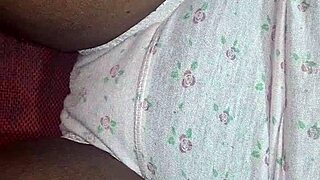Busty asian woman relaxing at home with big tits