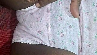 Busty asian woman relaxing at home with big tits