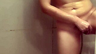 indonesian teen showers with hairy pussy and small tits