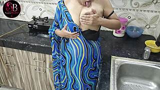 Indian stepmom and stepson in kitchen make yaar with hindi dirty talk