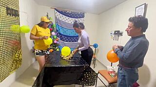 Real Homemade Threesome with Two Women and Man Explodes!