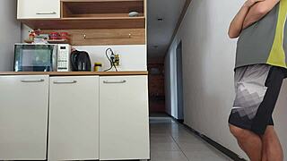 Oh Risky Fucking With Husband's Friend In Kitchen!