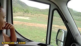 Gorgeous Ebony Girlfriend Deepthroats American Boyfriend's Big Cock on Wild Safari Date!