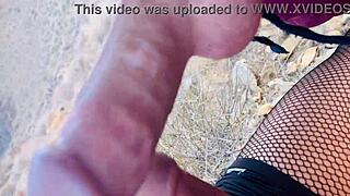 yo white boy goes wild sucking huge shemale cock outdoors in public