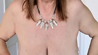 Busty Granny Guides Your JOI Session in Lacy Stockings