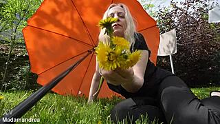 Grandmom's prolapsed pussy fisted outdoors craving more dirty solo fun??