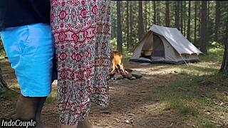 Wife cheating on her husband by fucking with her boss in the forest