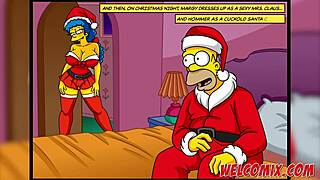 Sorpresa de Regalo de Navidad con Regalo de Mujer en Estilo Hentai de Los Simpsons